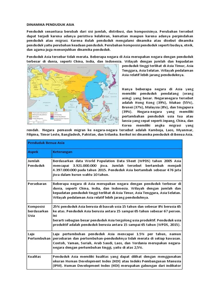 Dinamika Penduduk Di Asia | PDF