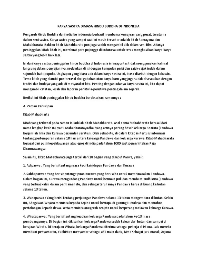 Karya Sastra Dimasa Hindu Buddha Di Indonesia | PDF