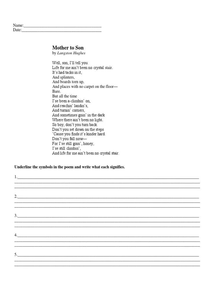 Symbolism Worksheet PDF Stairs