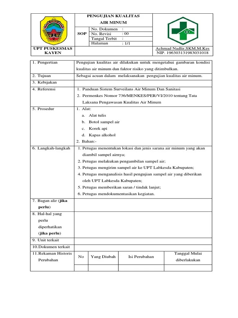 SOP Pengujian Kualitas Air PDF