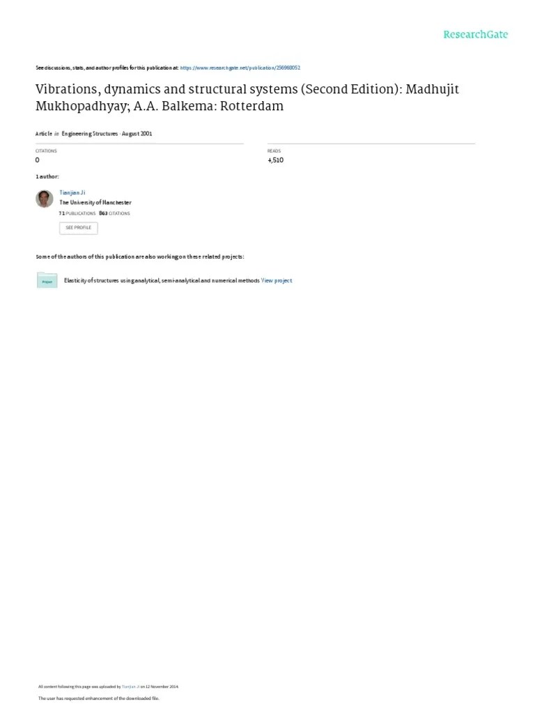 Vibrations, Dynamics and Structural Systems (Second Edition) Madhujit