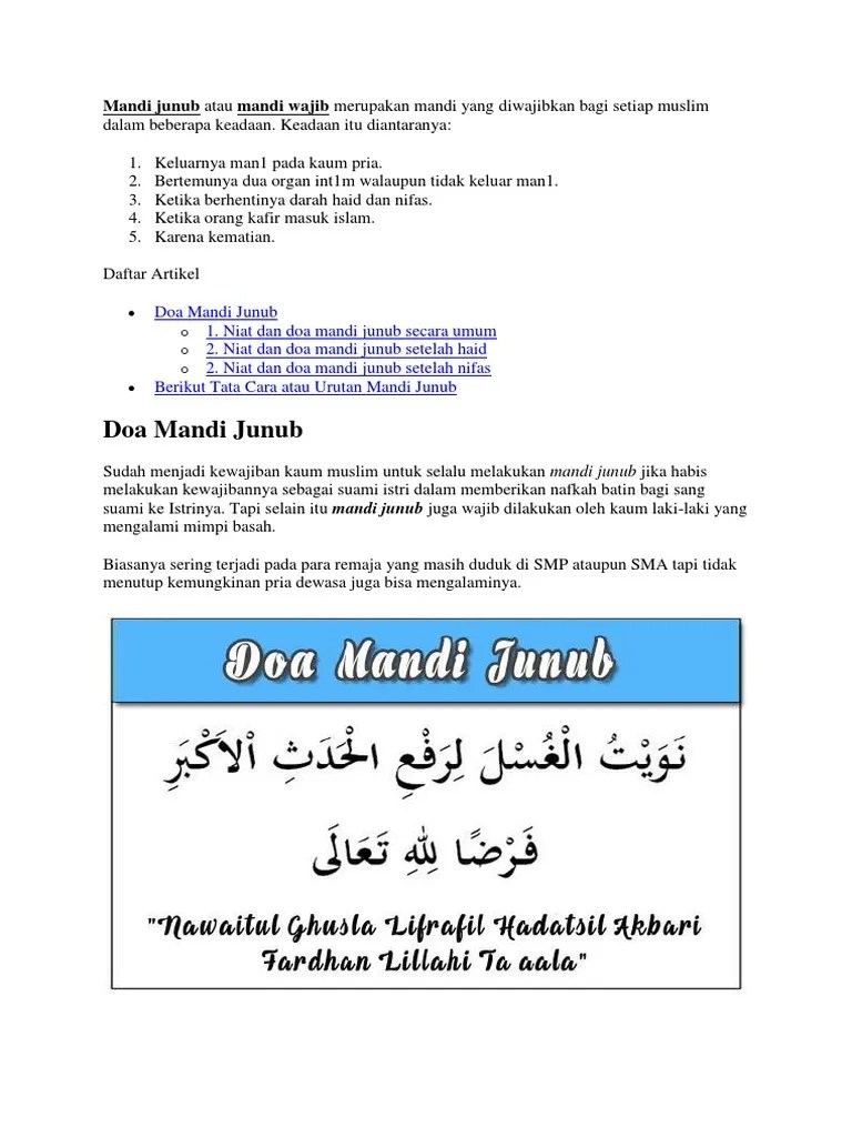 Niat Mandi Wajib Haid Dalam Bahasa Indonesia