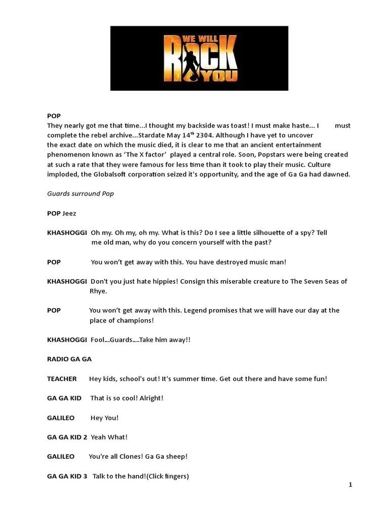 We Will Rock You Script PDF