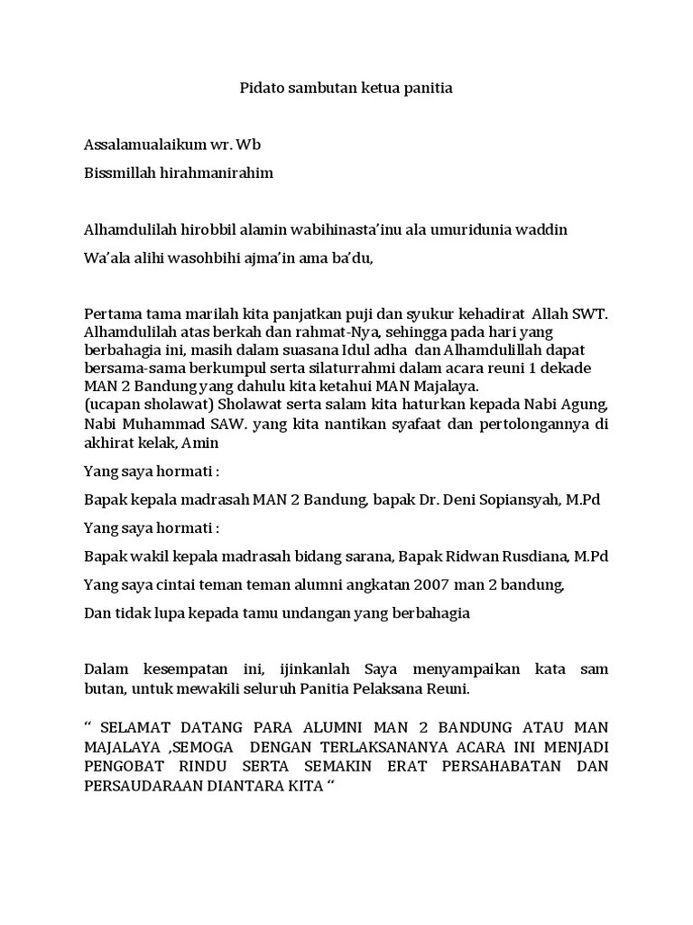 Contoh Sambutan Ketua Panitia Buka Bersama - tukaffe.com