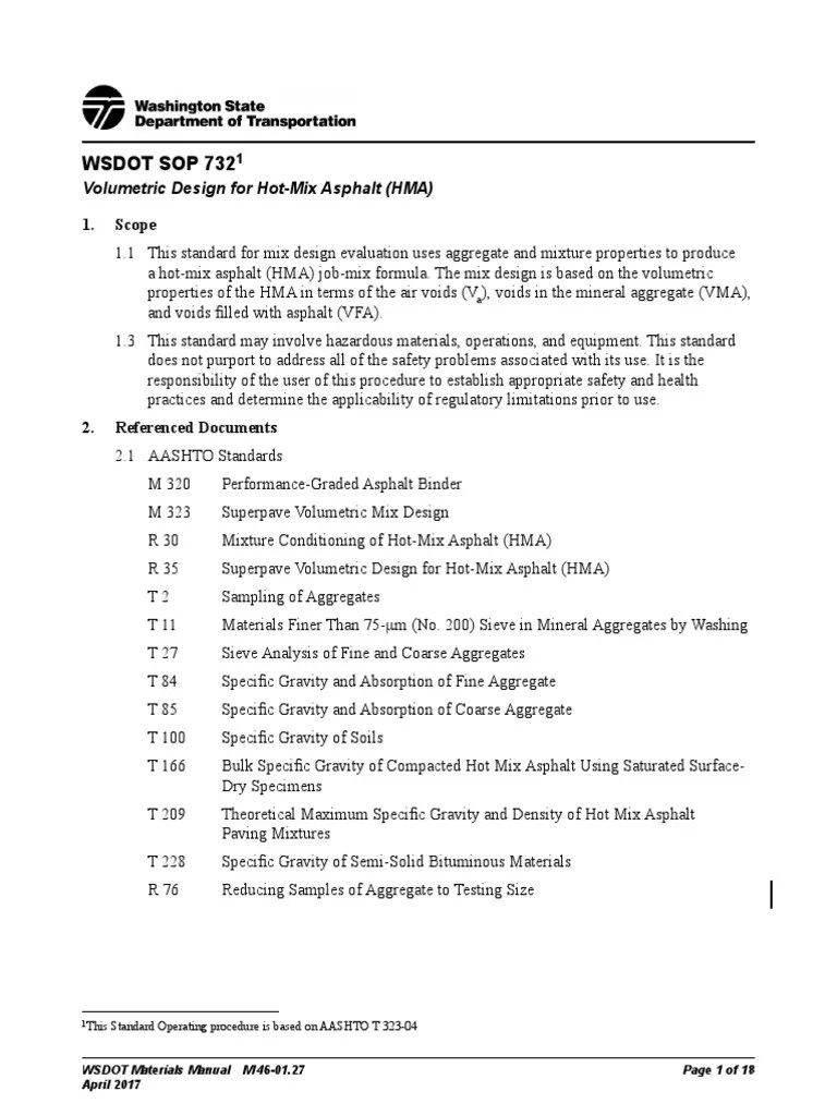 Vbe Calculation Washington State DOT SOP732 PDF Road Surface Asphalt