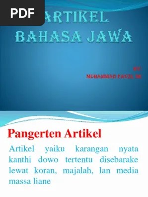 Artikel Bahasa Jawa | PDF