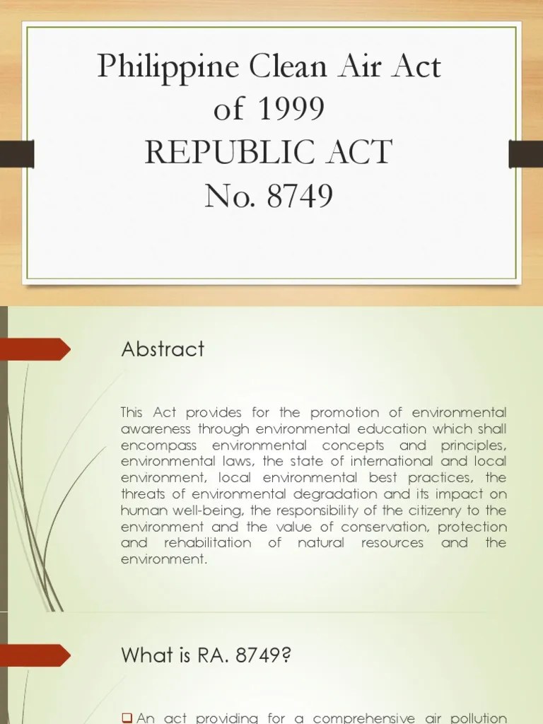 Philippine Clean Air Act Final PDF Air Pollution Emission Standard