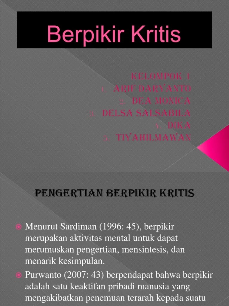 Berpikir Kritis Kelompok 1