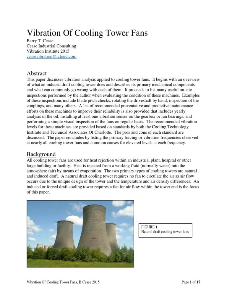 Vibration of Cooling Tower Par PDF | PDF | Bearing (Mechanical) | Belt