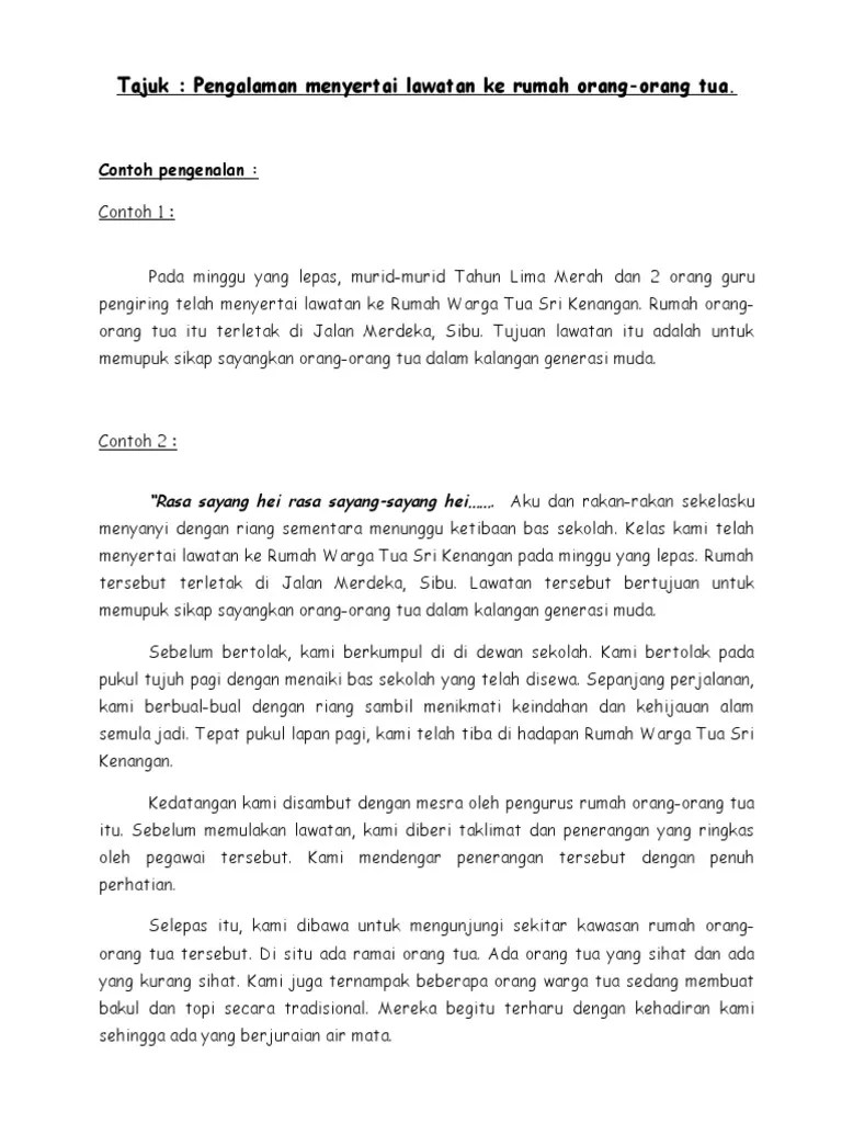 Laporan Lawatan Ke Rumah Orang Tua Upsr