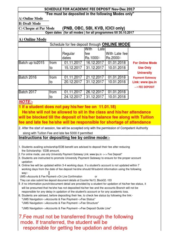 Consolidate Fee Schedule 2017 18 PDF Cheque Deposit Account