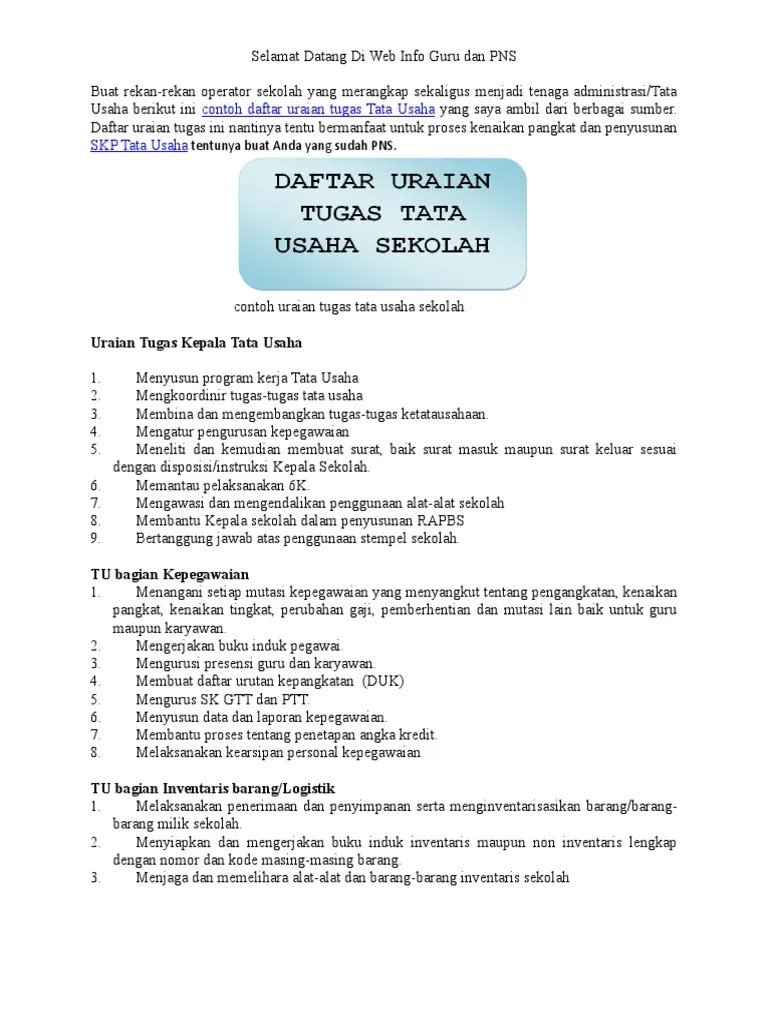 Uraian Tugas Tata Usaha | PDF