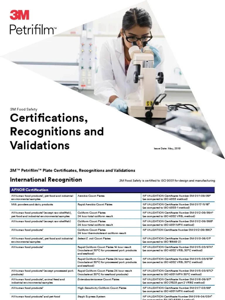3M Certification Validation & Recognition PDF Food Safety Food
