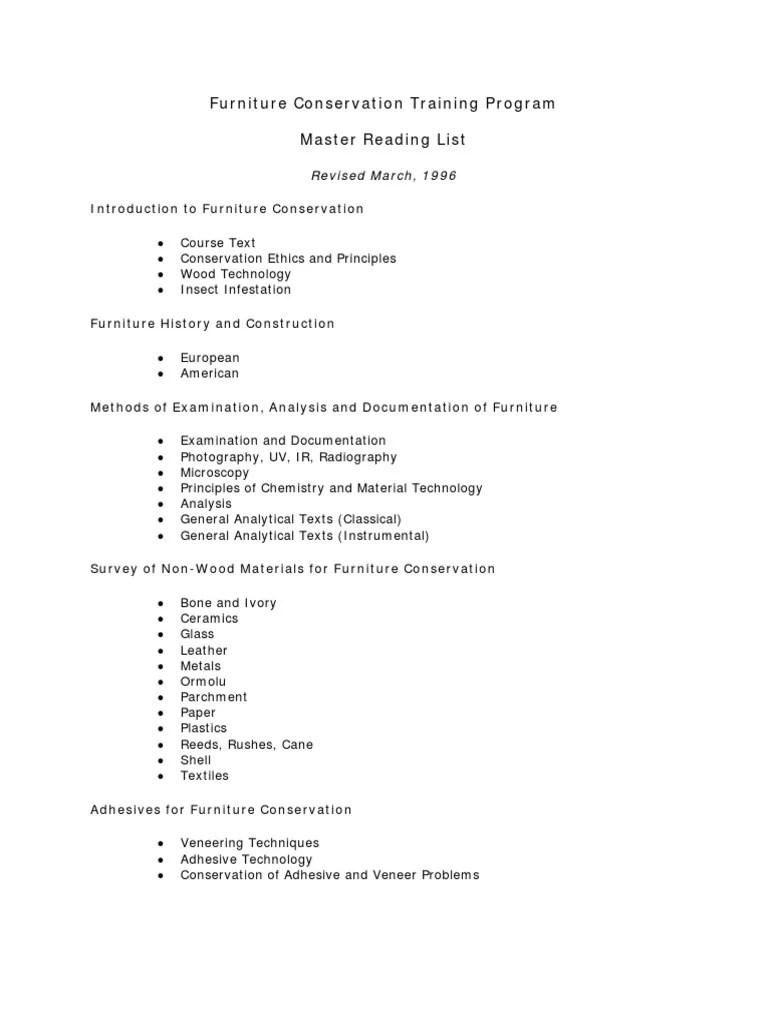 Furniture Conservation Training Program PDF Adhesive Microscopy