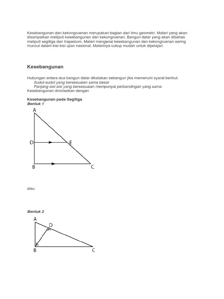 Materi Kesebangunan Dan Kekongruenan | PDF