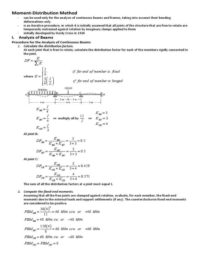 Moment Distribution Method PDF Materials Science Mathematical