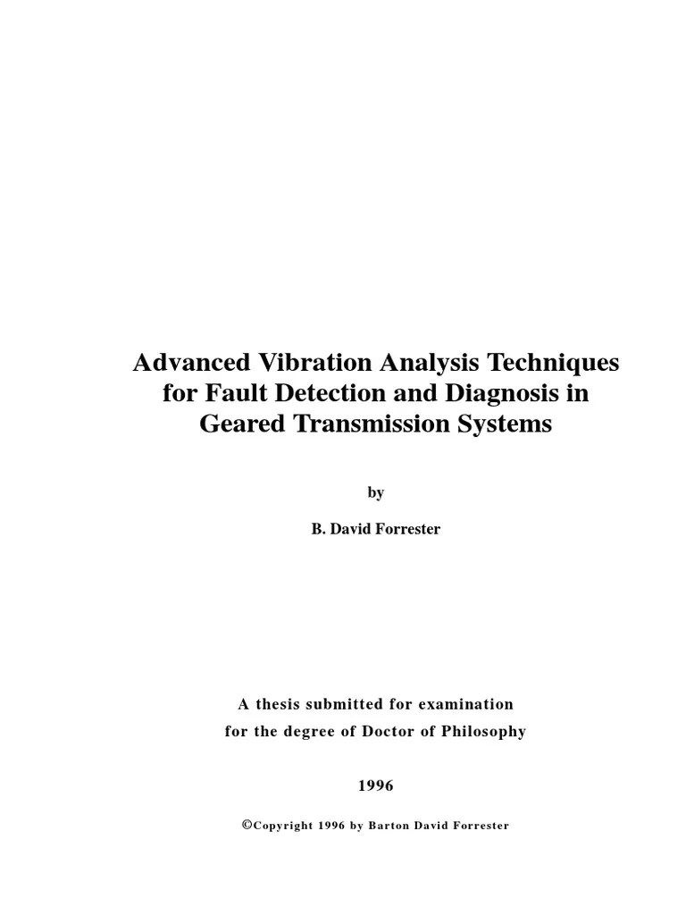 Advanced Vibration Analysis Techniques PDF Gear Transmission