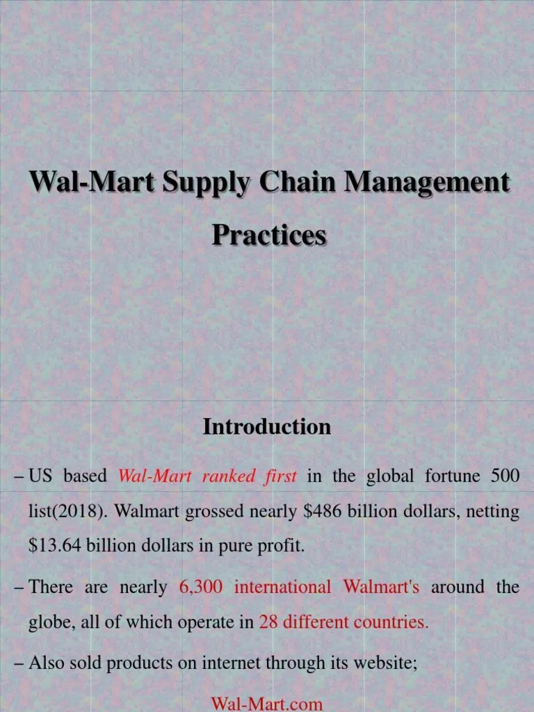 WalMart Supply Chain Management Practices PDF Walmart Business