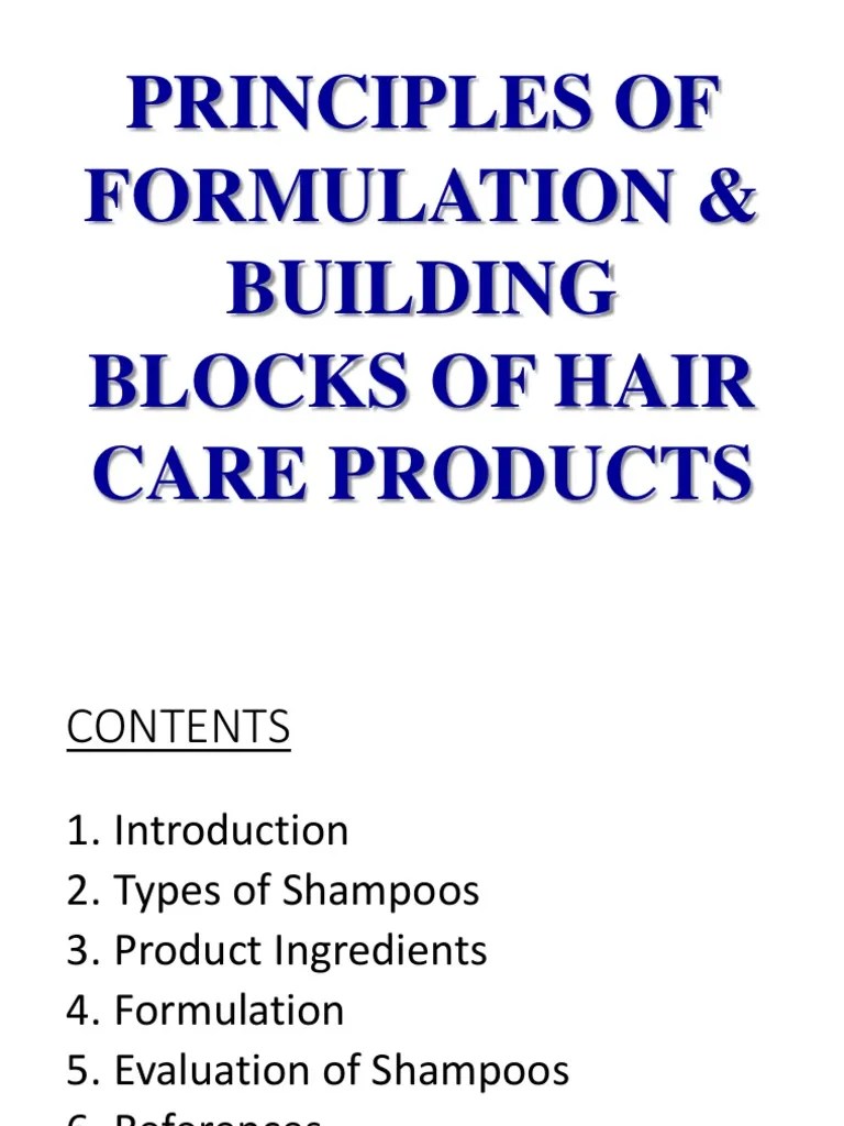 Principles of Formulation & Building Blocks of Hair Care Products PDF