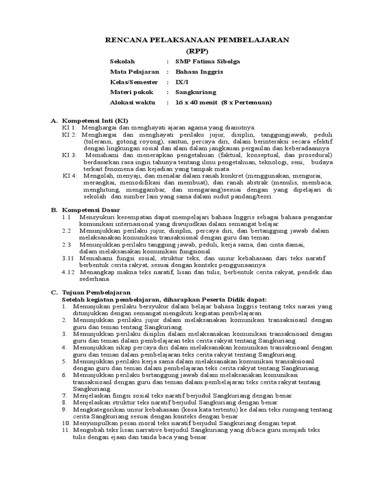 Cerita Legenda Sangkuriang Dalam Bahasa Inggris Dan Artinya