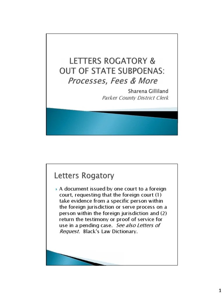1 Letters Rogatory Presentation PDF Deposition (Law) Summons
