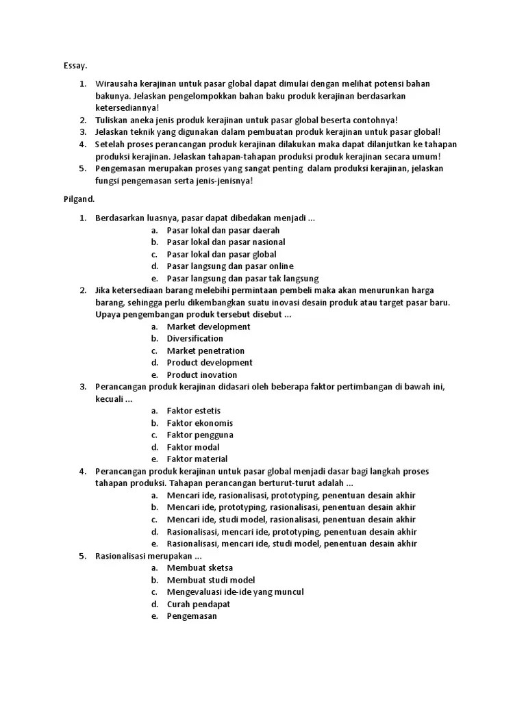 Soal Xii Pasar Global | PDF