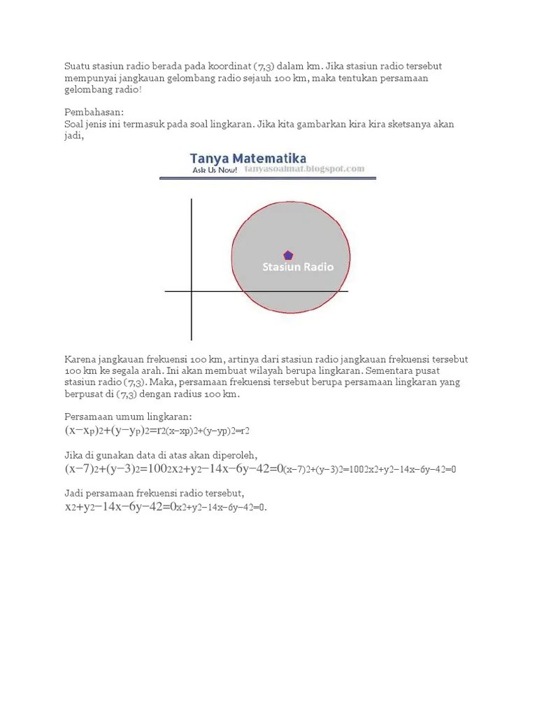 Soal Cerita Persamaan Lingkaran 04 | PDF