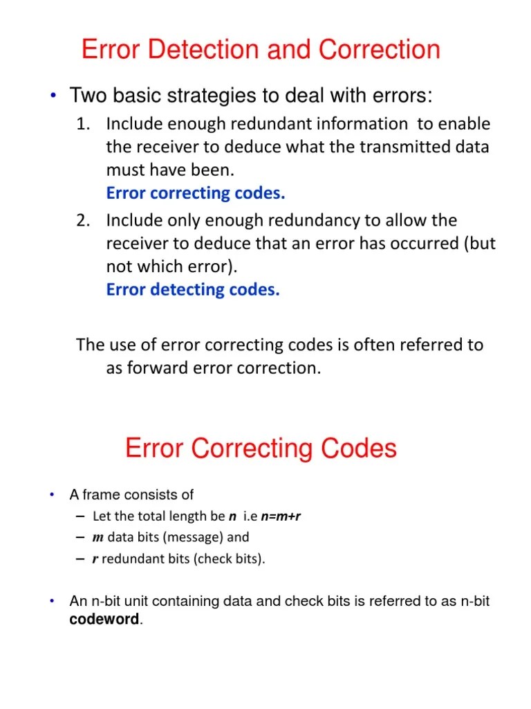 Error Detection and Correction PDF Error Detection And Correction