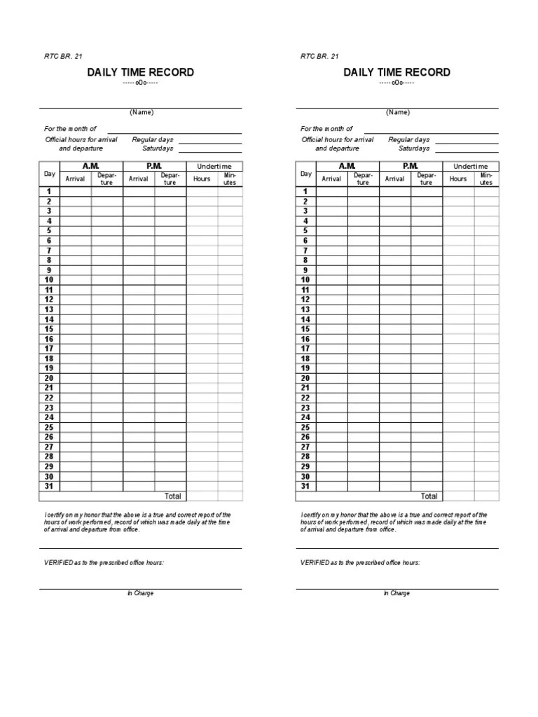 Daily Time Record Daily Time Record PDF Teaching Mathematics