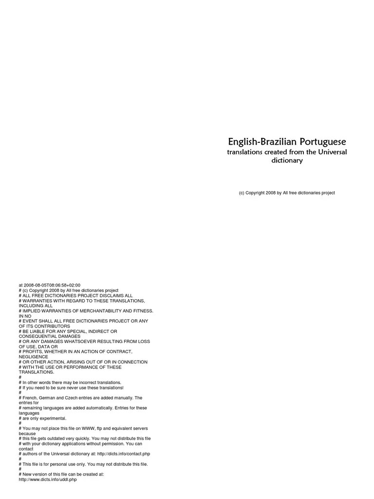 English Portuguese Dictionary PDF Nature