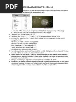 Soal Ulangan Bilangan Bulat | PDF