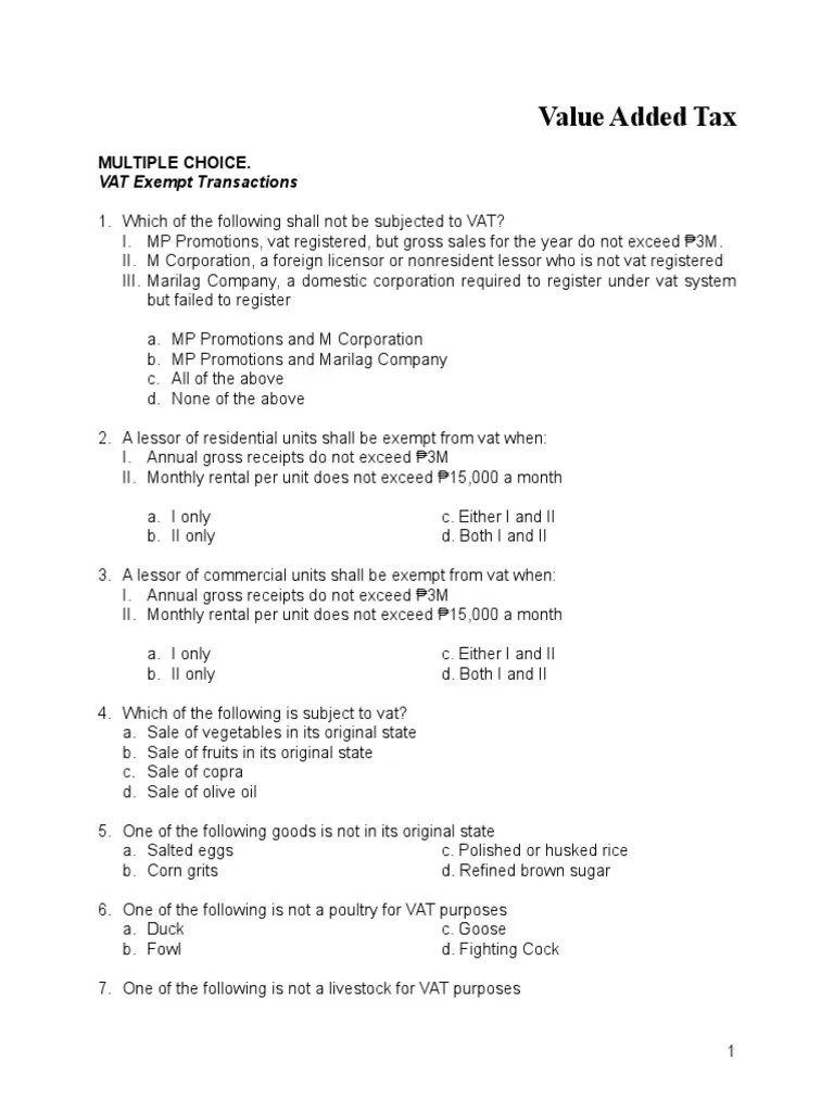 Exercises On Value Added Tax PDF Value Added Tax Invoice