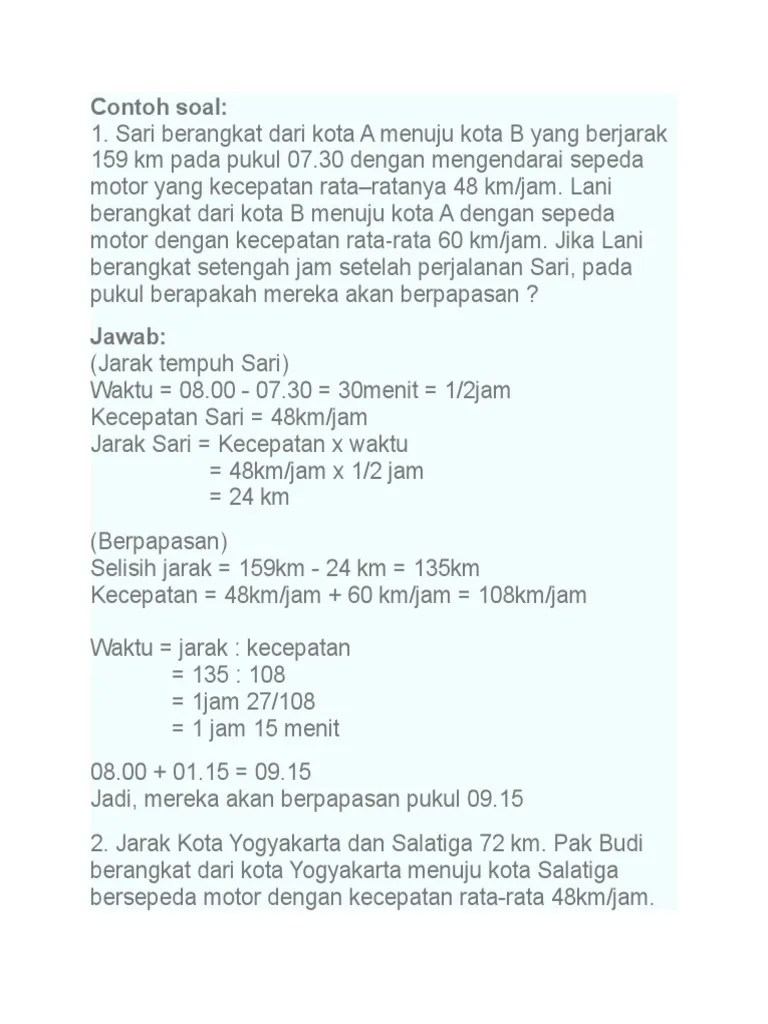 Contoh Latihan Soal Soal Matematika Pukul Berapa Mereka