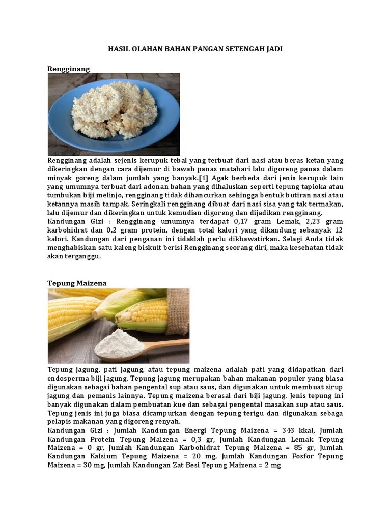 Hasil Olahan Bahan Pangan Setengah Jadi | PDF