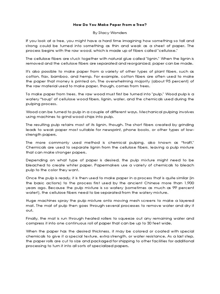 How Do You Make Paper From A Tree PDF Pulp (Paper) Paper