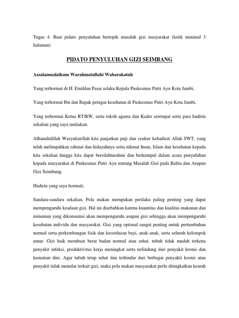 Pidato Penyuluhan Masalah Gizi | PDF