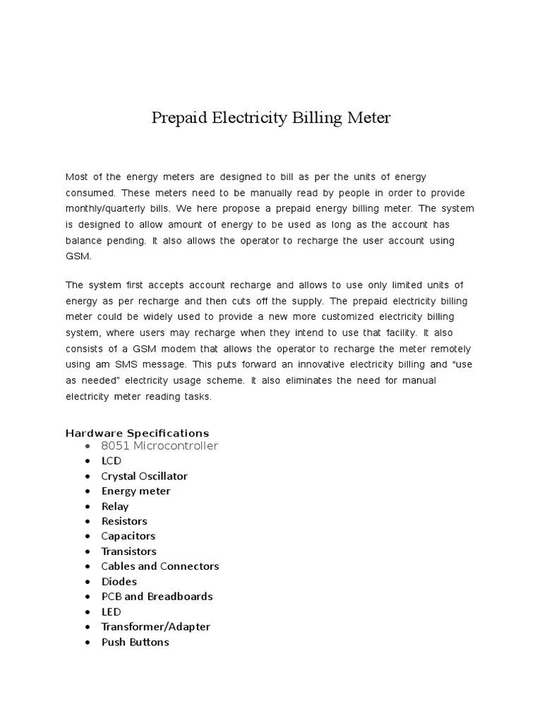 Prepaid Electricity Billing Meter | PDF | General Packet Radio Service