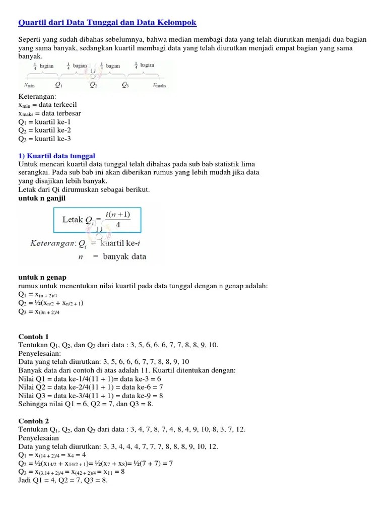Quartil Data Tunggal Dan Databerkelompok | PDF