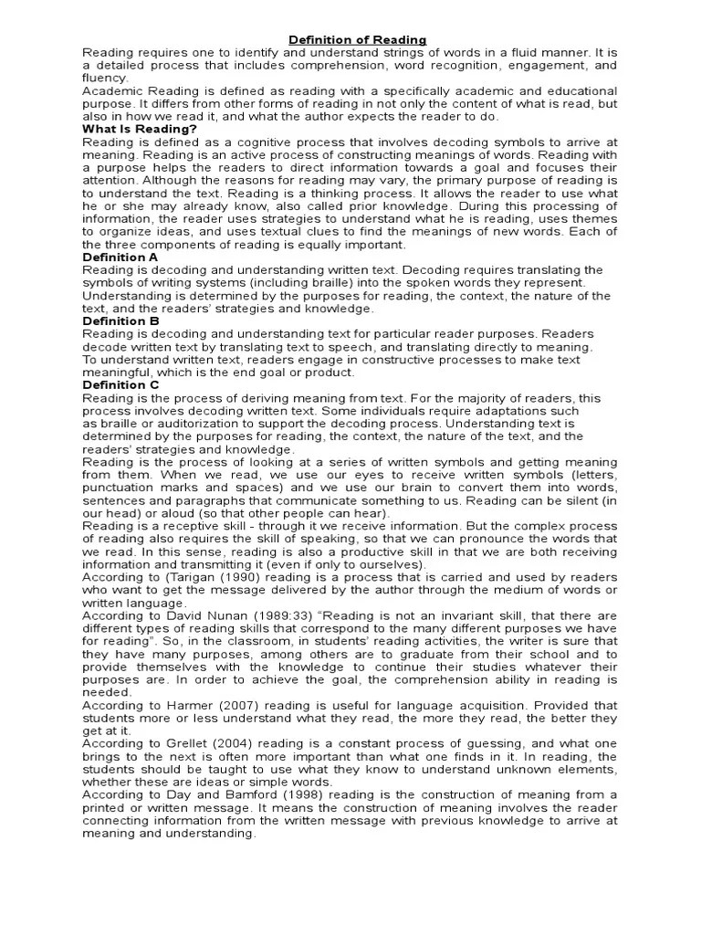 Definition of Reading PDF Communication Epistemology