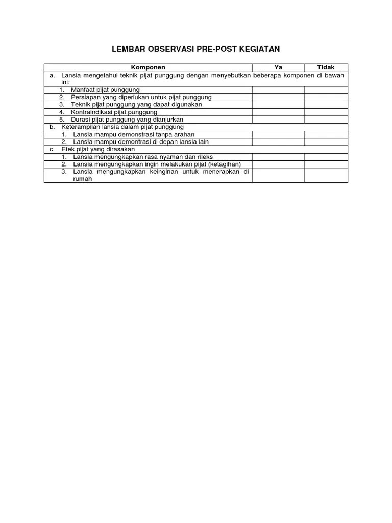 LEMBAR OBSERVASI PRE-post | PDF