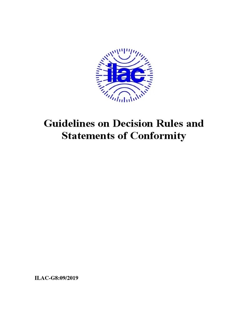 ILAC G8!09!2019 Guidelines Decision Rules Statements of Conformity