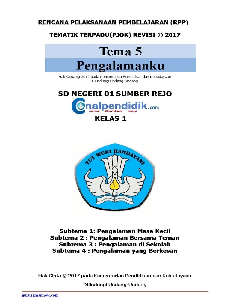 Rpp Pjok Kelas 1 Tema 5 k13 Revisi 2017 (1)