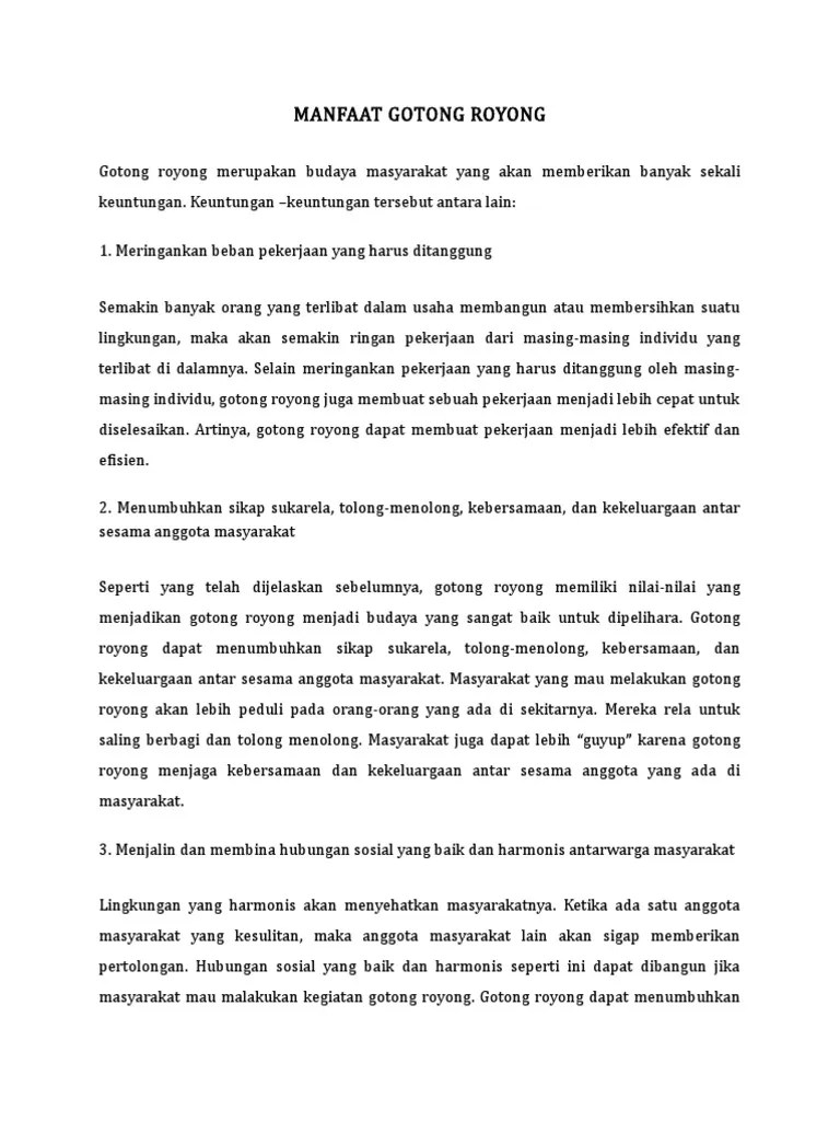 Manfaat Gotong Royong | PDF