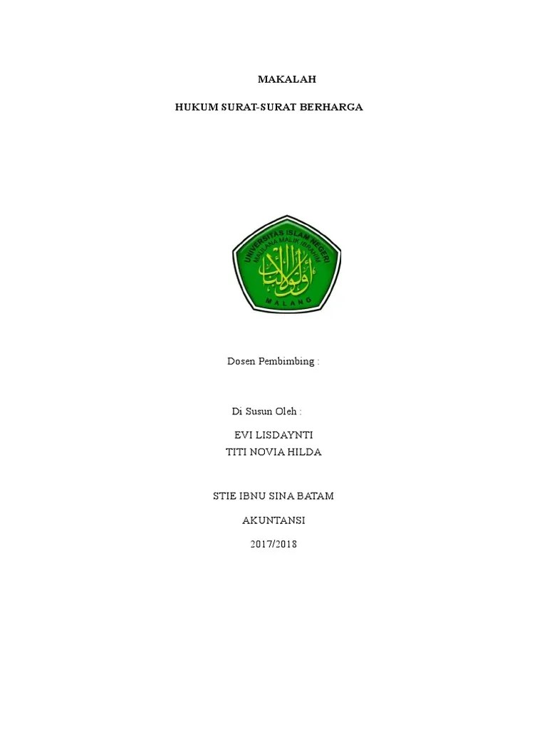 Makalah Hukum Surat Surat Berharga Pdf