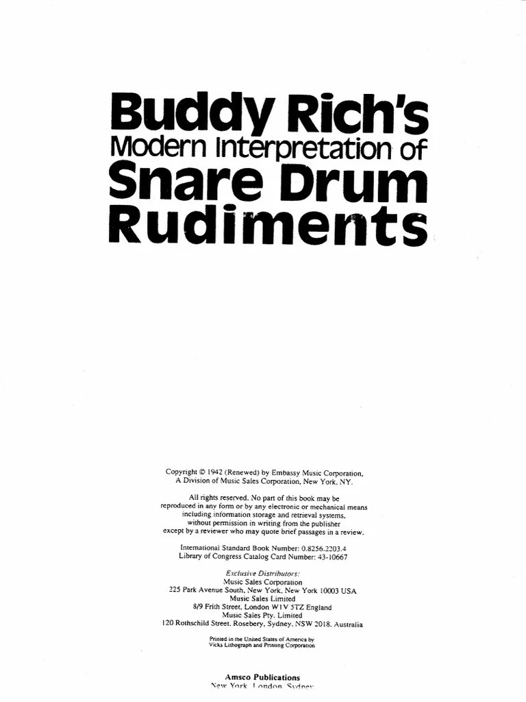 Buddy Rich Snare Drum Rudiments PDF Drumming Rhythm And Meter
