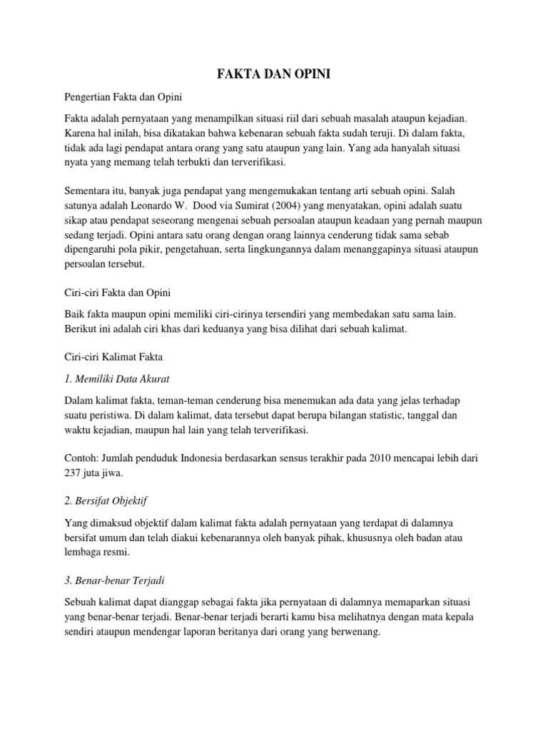 Contoh Soal Fakta Dan Opini – Beinyu.com