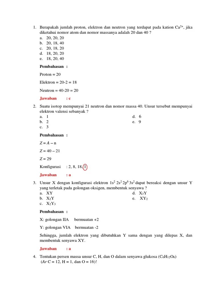 5 Soal Kimia Kelas 10 | PDF