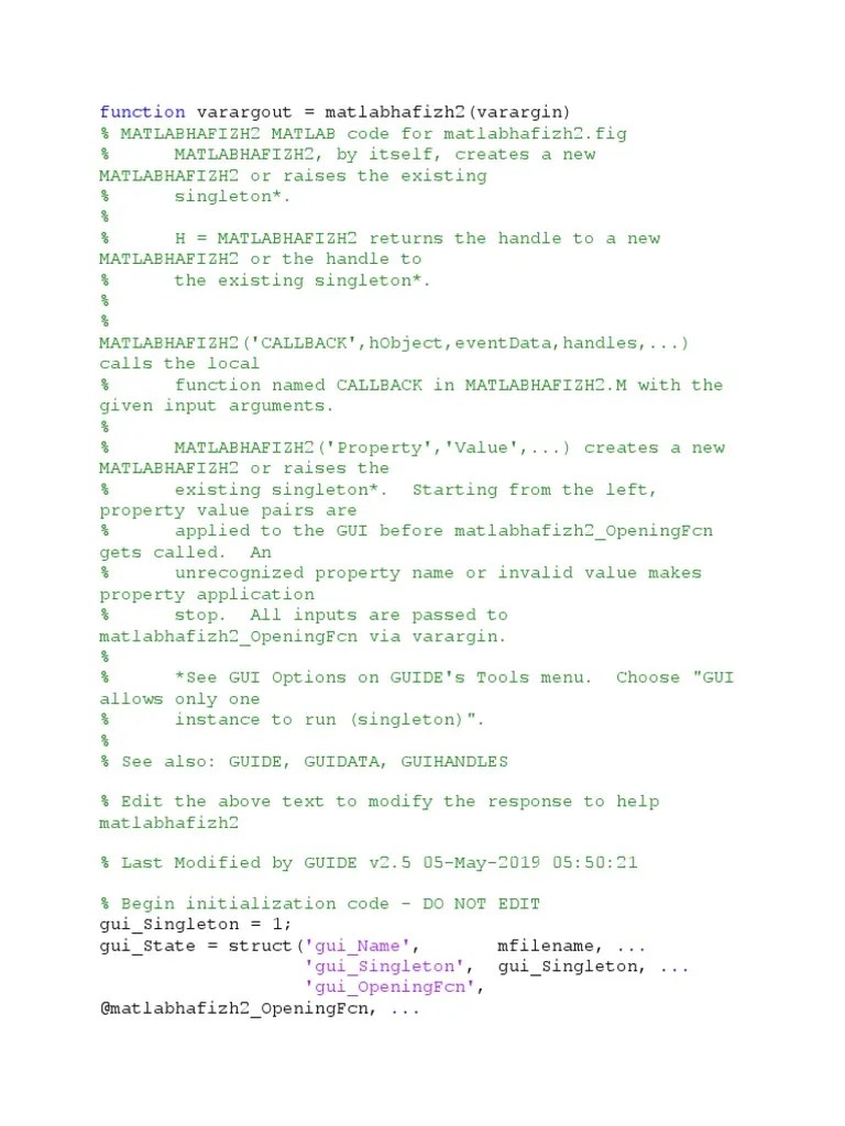 Function Varargout Matlabhafizh2 (Varargin) PDF Matlab Object