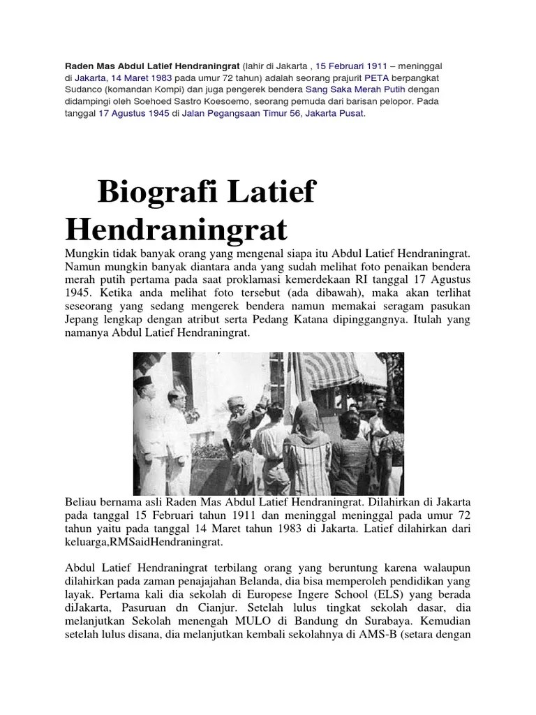 Peran Abdul Latief Hendraningrat Dalam Proklamasi Kemerdekaan Adalah