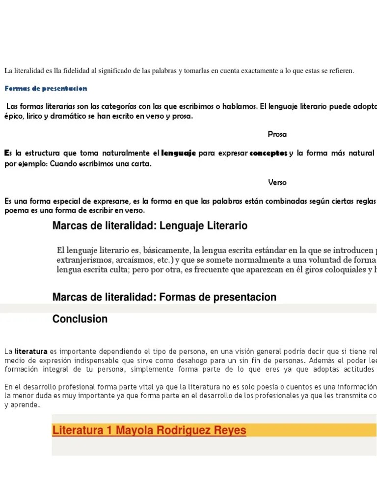 Para Que Sirven Las Marcas De Literariedad sIUN